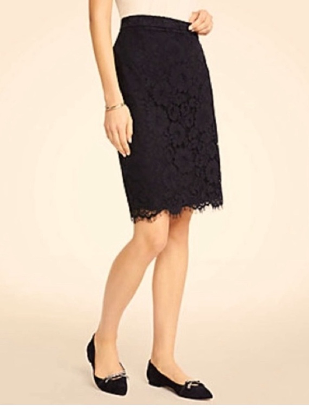 NWT Ann Taylor Black Lace Pencil Skirt Size 4 $98